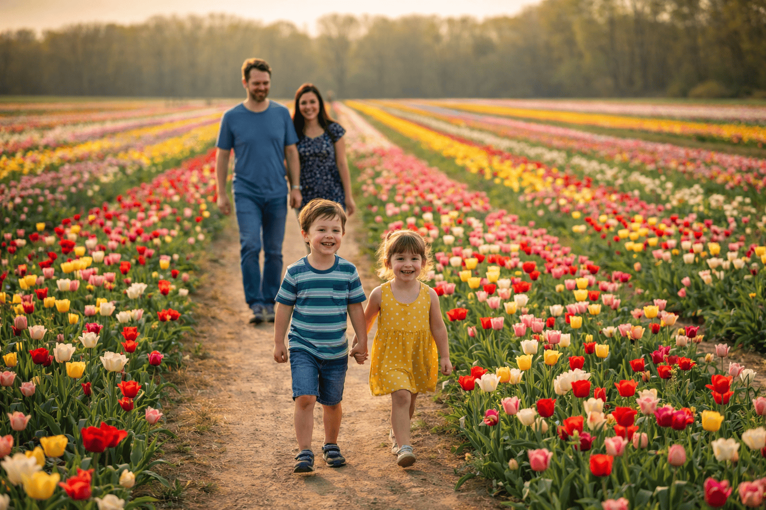 family friendly tulip festival Niagara region kids walking tulip fields