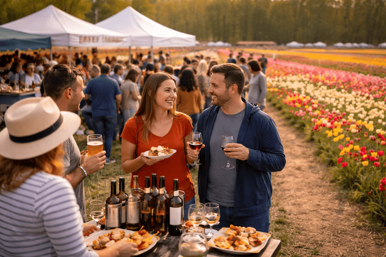 food vendors and wine tasting at TASC Tulip Festival